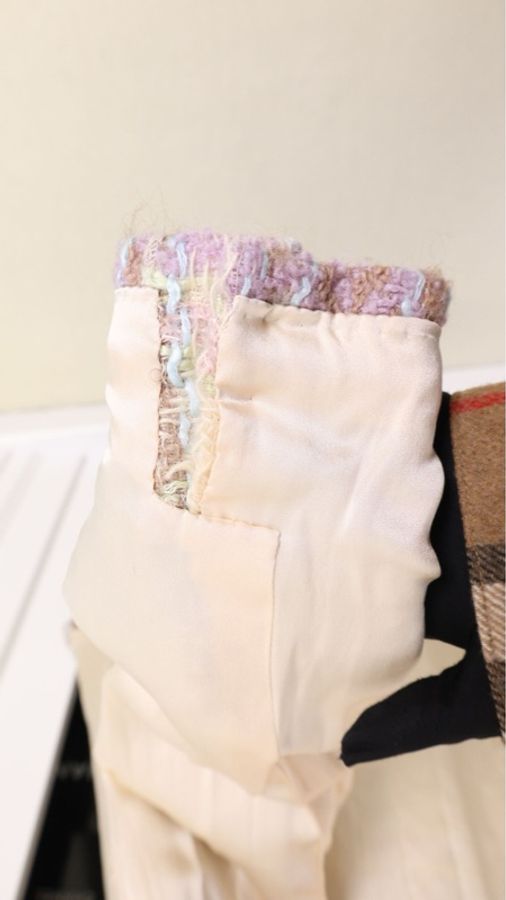 Chanel 紫咖色格纹crop短外套半裙套装-22