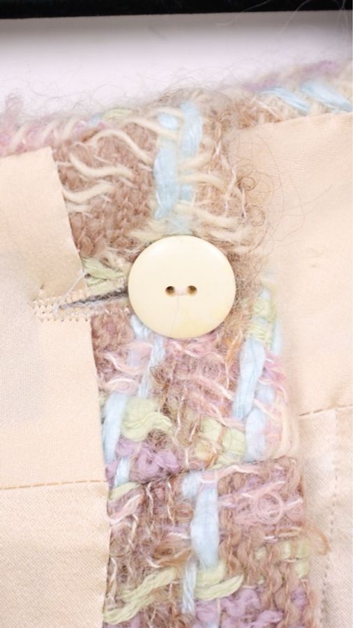 Chanel 紫咖色格纹crop短外套半裙套装-35