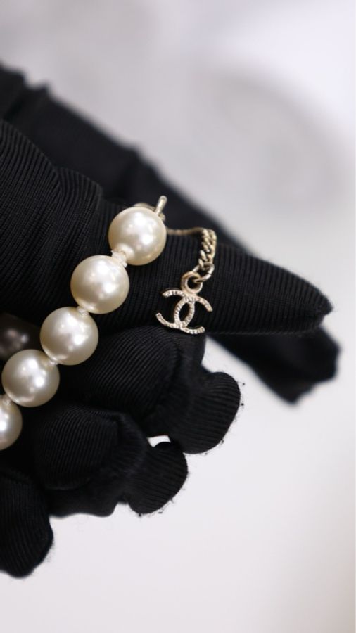 Chanel 15年红色琉璃cc珍珠项链-2