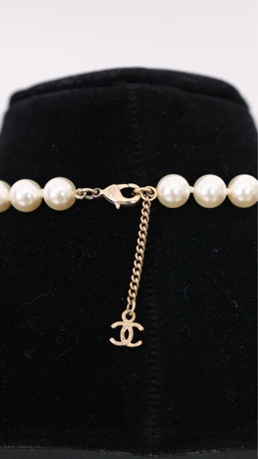 Chanel 15年红色琉璃cc珍珠项链-4