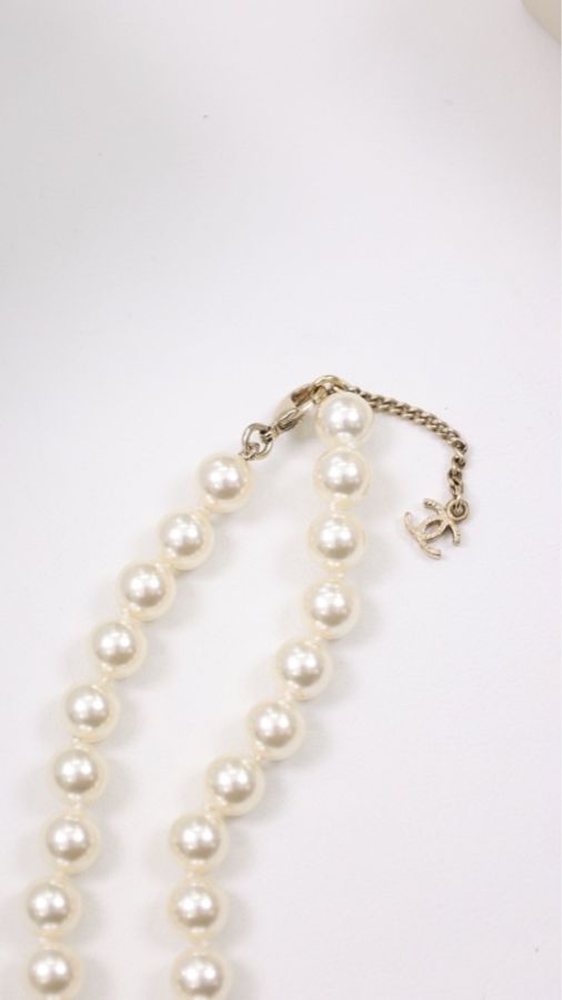 Chanel 15年红色琉璃cc珍珠项链-9