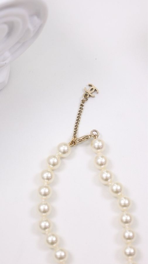 Chanel 15年红色琉璃cc珍珠项链-10