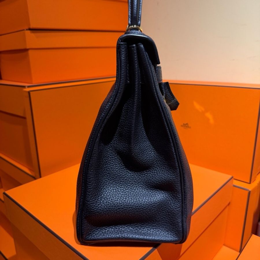 98新 Hermes/愛馬仕 Kelly35 黑色 金扣 Togo皮 手提單肩包-3
