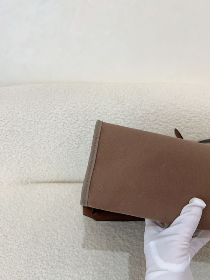 98新 Hermes愛馬仕Herbag31 X刻棕色色拼風衣灰銀扣-7