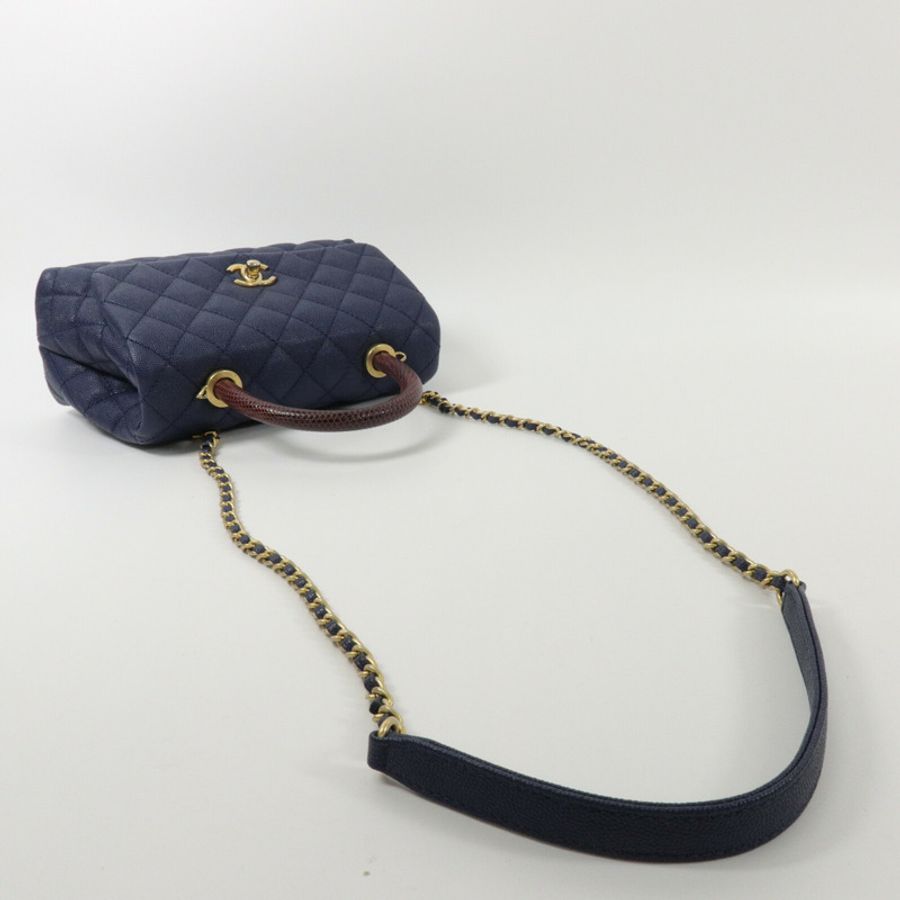 CHANEL 牛皮皮革Coco Handle手挽肩背兩用袋-9