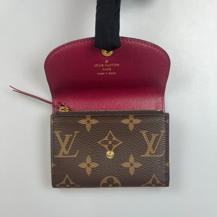 LV M41939/晶片款 老花玫紅豆豆Rosalie零錢包-6