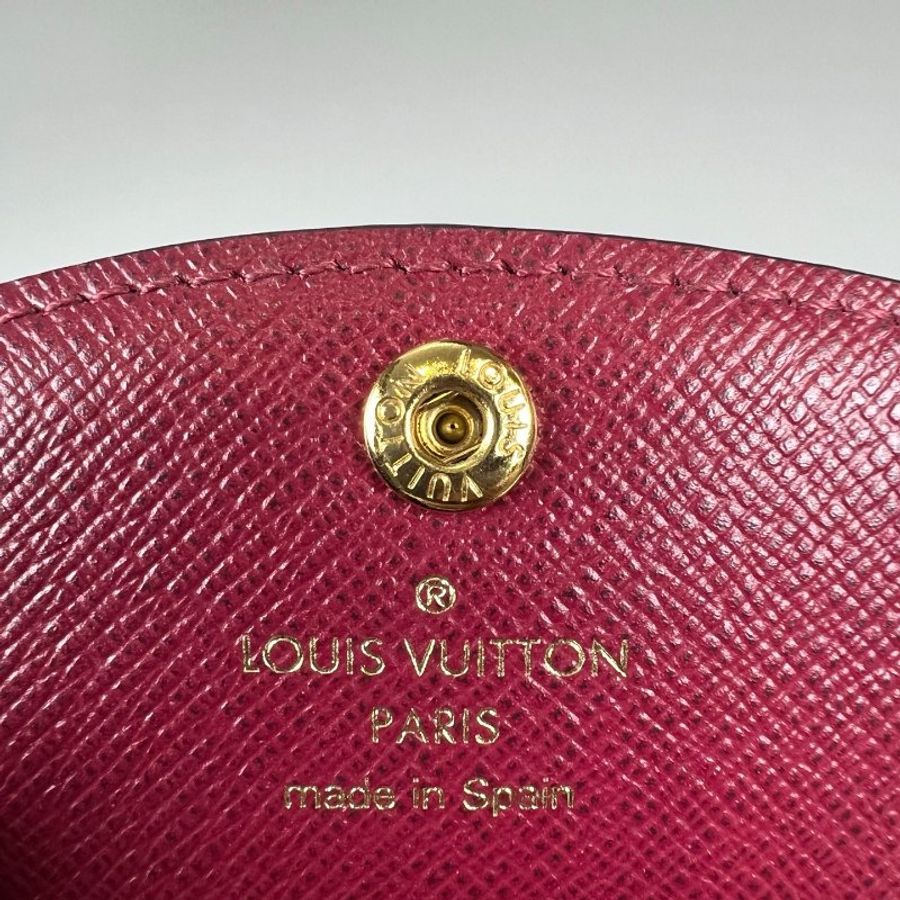 LV M41939/晶片款 老花玫紅豆豆Rosalie零錢包-10