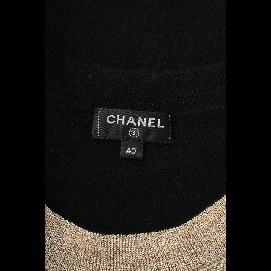 Chanel 20A高级手工坊系列秀款黑色羊绒彩色图案针织套头毛衣上衣外套-7