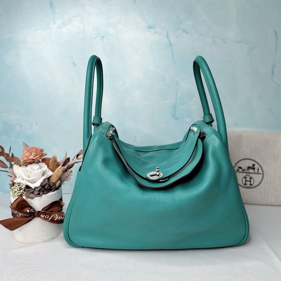 HERMES 藍綠色銀扣Lindy 30-0