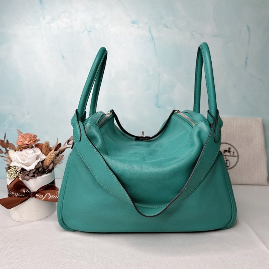 HERMES 藍綠色銀扣Lindy 30-1