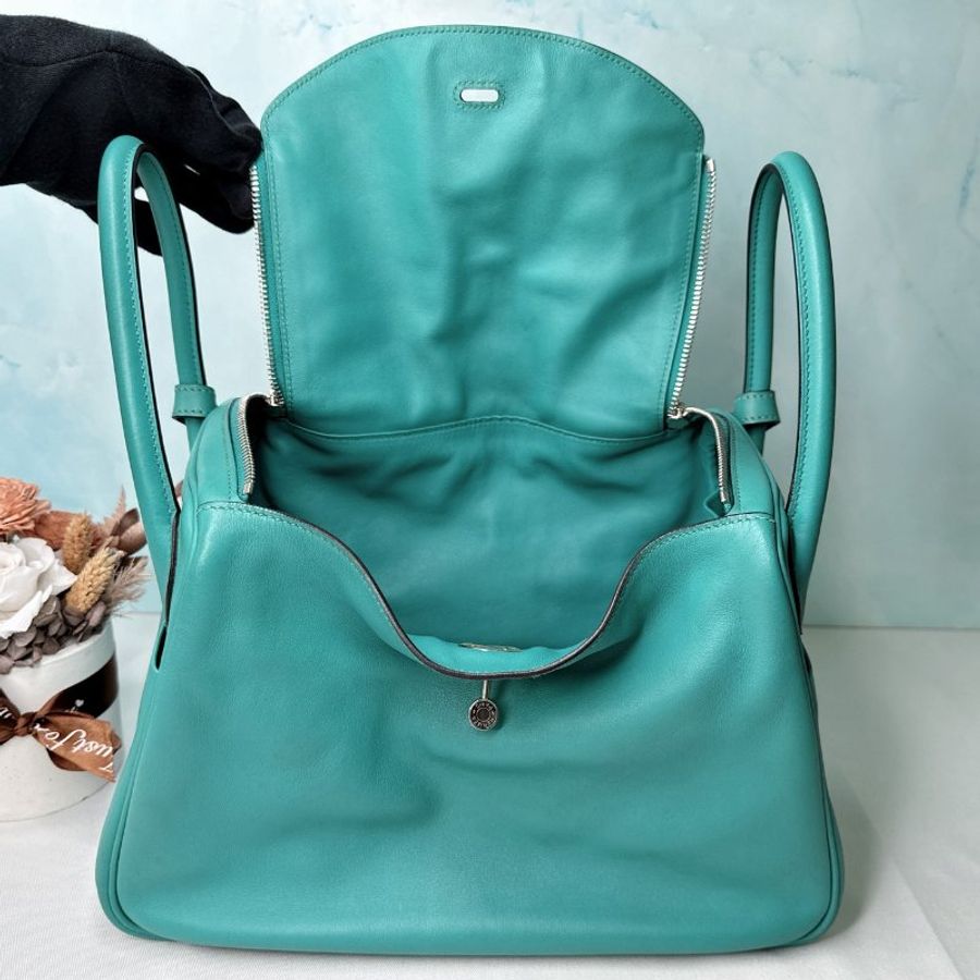 HERMES 藍綠色銀扣Lindy 30-4