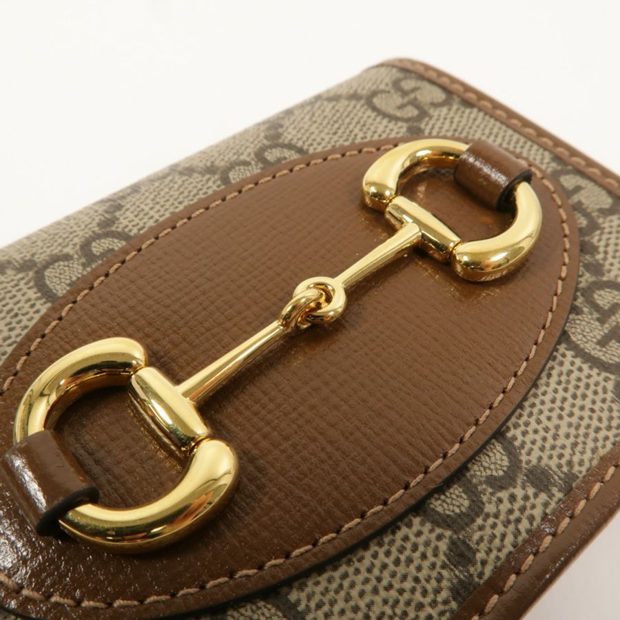 GUCCI 塗層帆布Horsebit 1955 Card Case Wallet錢包-7
