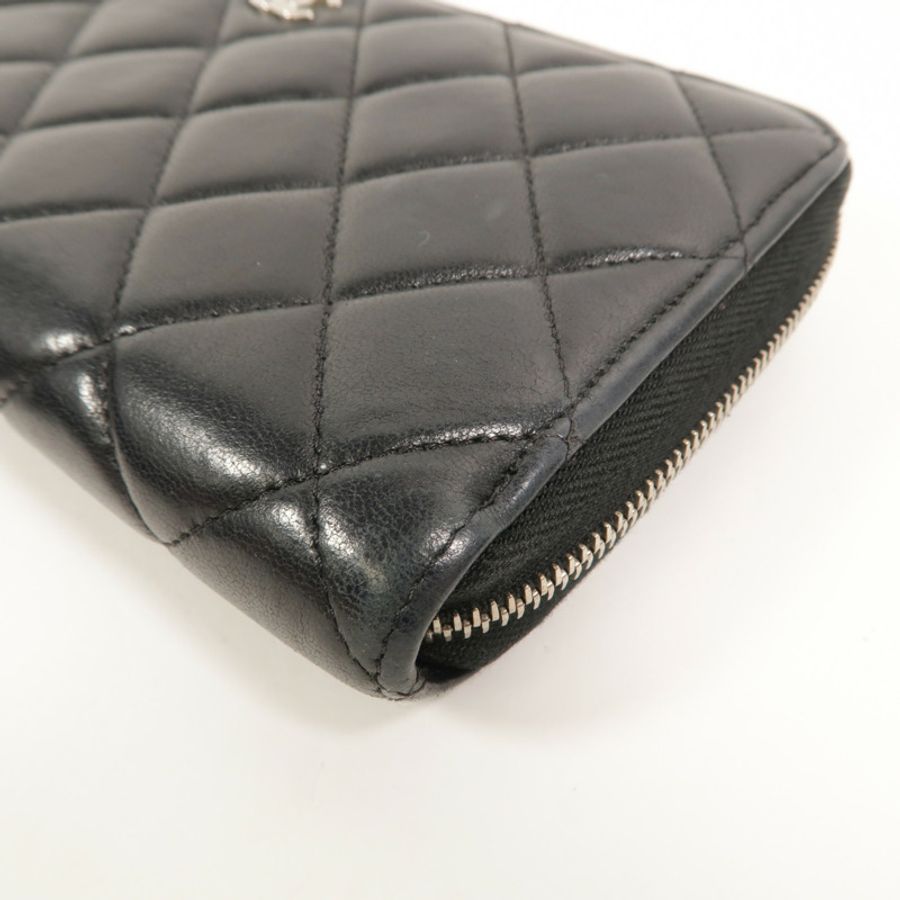 CHANEL 羊皮皮革Zipper Long Wallet長錢包-12