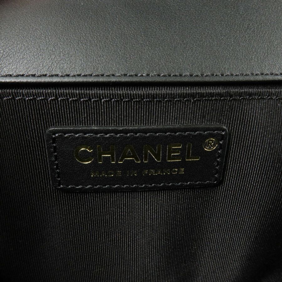 CHANEL 羊皮皮革Boy 25鏈帶手挽肩背兩用袋-5