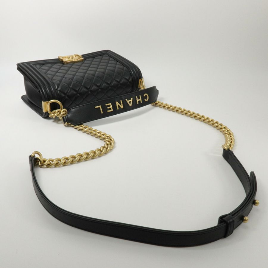 CHANEL 羊皮皮革Boy 25鏈帶手挽肩背兩用袋-10