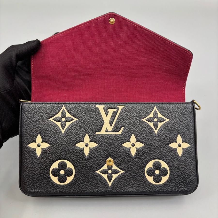Louis Vuitton路易威登 黑白壓紋三合一鏈條包 遺失一子袋 純芯片 尺寸21*12-7