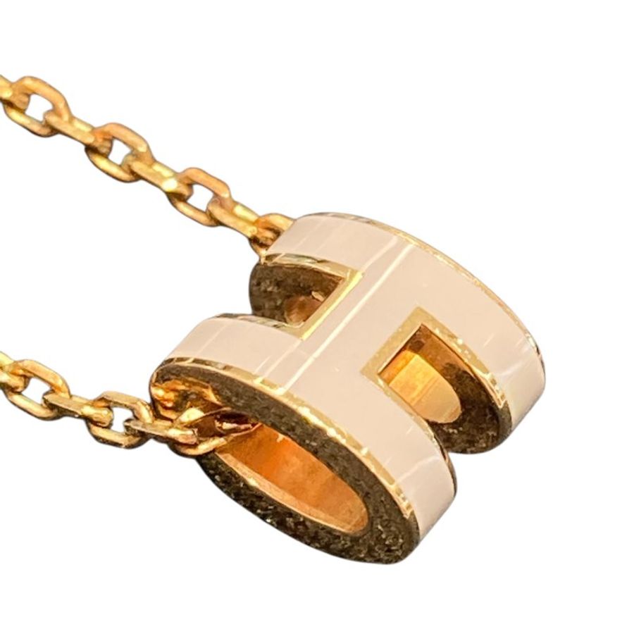HERMES 愛馬仕 MINI POP H NACKLACE 迷你H琺瑯項鍊 栗子灰 鍍金-1