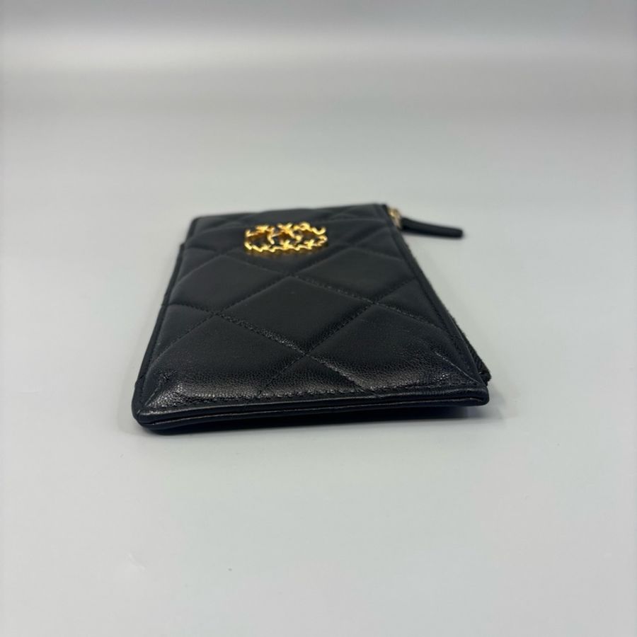 Chanel 香奈兒 黑金小羊皮拉鍊錢包卡包 29開 尺寸20*10-4