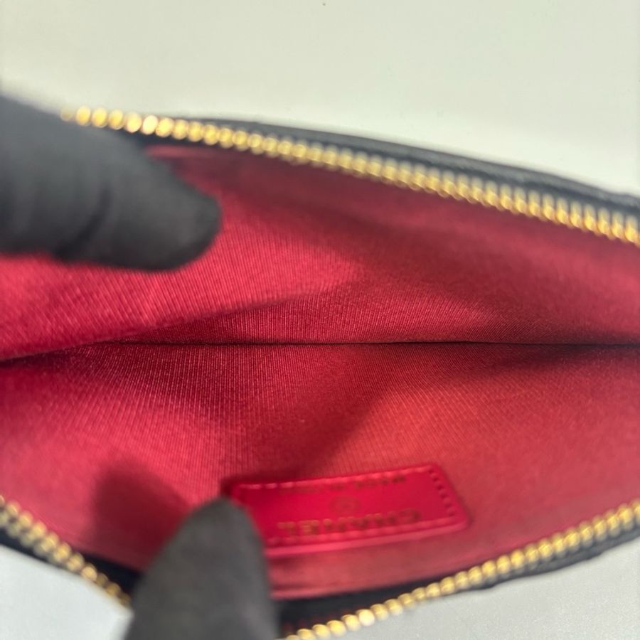 Chanel 香奈兒 黑金小羊皮拉鍊錢包卡包 29開 尺寸20*10-8