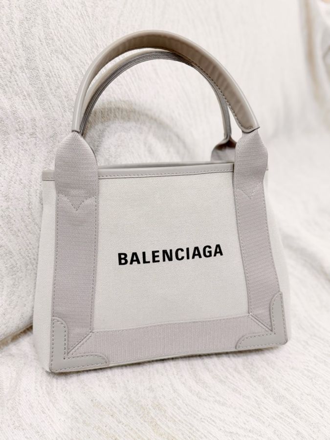 BALENCIAGA 巴黎世家 NAVY CABAS XS 帆布手提包 子母包 灰米色-0
