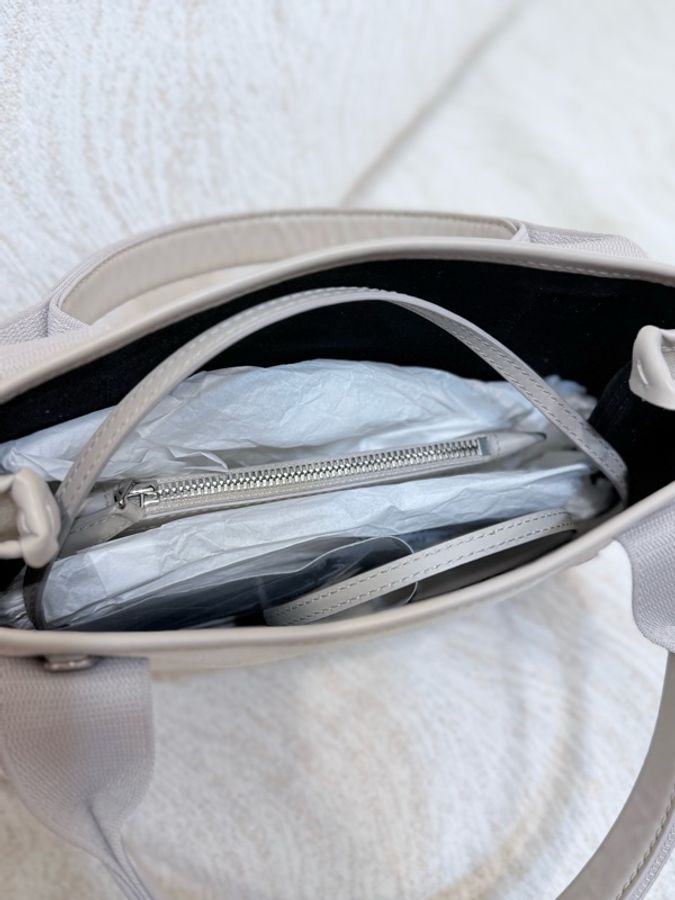 BALENCIAGA 巴黎世家 NAVY CABAS XS 帆布手提包 子母包 灰米色-2