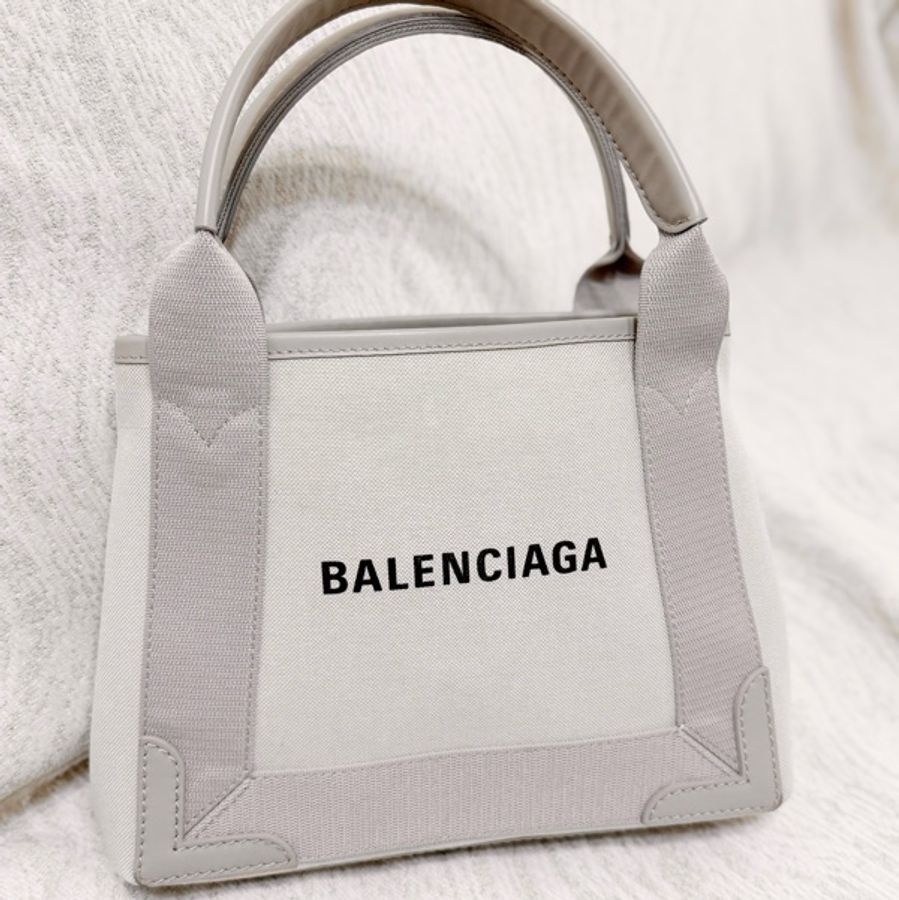 BALENCIAGA 巴黎世家 NAVY CABAS XS 帆布手提包 子母包 灰米色-10