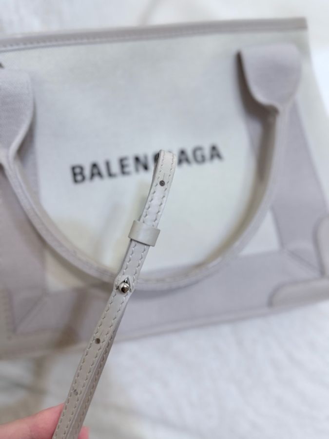 BALENCIAGA 巴黎世家 NAVY CABAS XS 帆布手提包 子母包 灰米色-20
