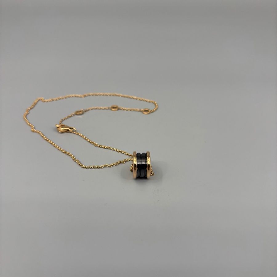 Bvlgari 寶格麗 18K金黑陶瓷彈簧項鍊-1