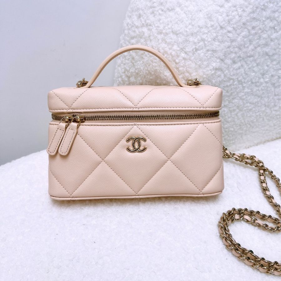 Chanel lp 淺米色牛皮盒子包-0