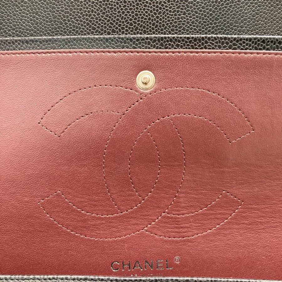CHANEL 香奈兒 CF30 JUMBO 荔枝牛皮 黑色 銀釦-7