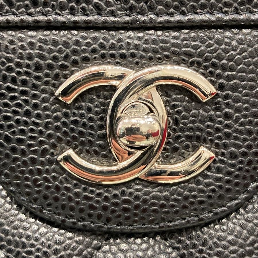 CHANEL 香奈兒 CF30 JUMBO 荔枝牛皮 黑色 銀釦-10