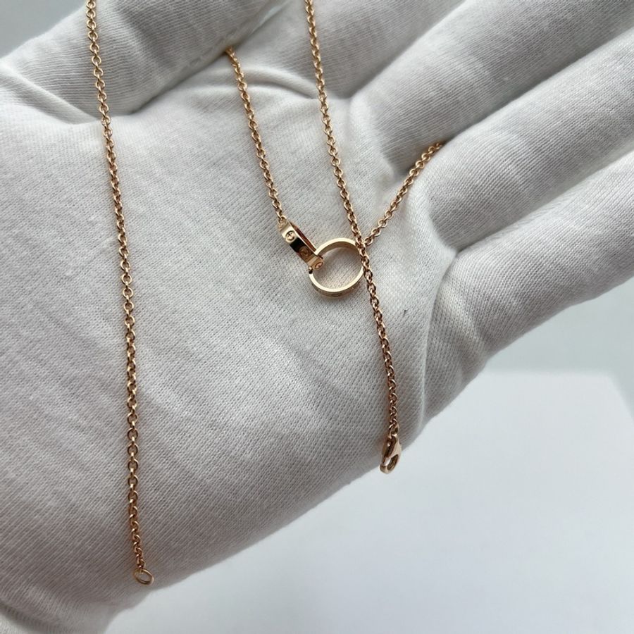 Cartier 卡地亞玫瑰金雙環項鍊,附件:無-7