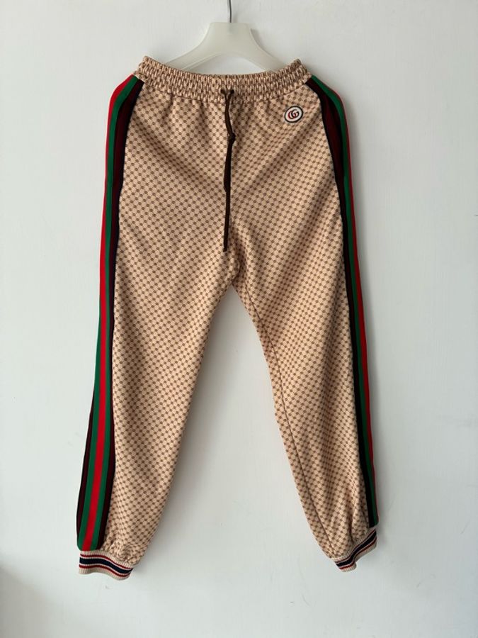 Gucci 滿版小logo側紅綠長褲xs-0