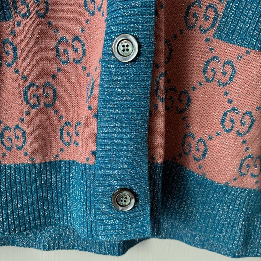 Gucci 粉/藍雙G金蔥外套S-8