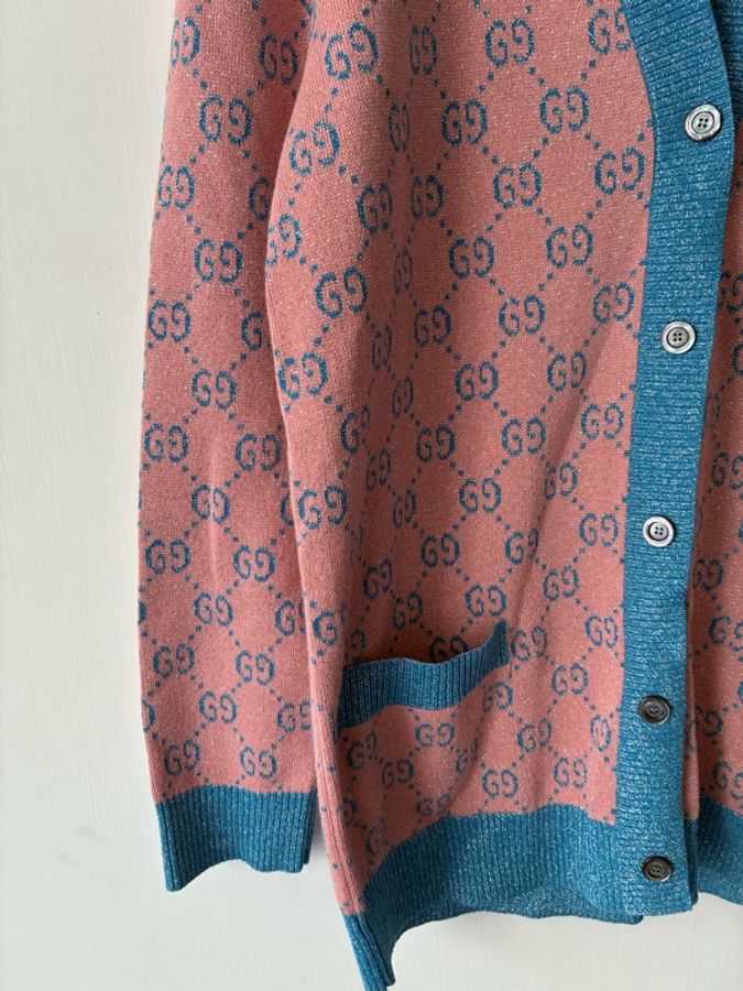 Gucci 粉/藍雙G金蔥外套S-9