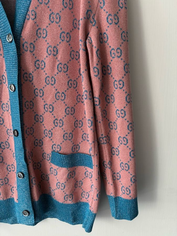 Gucci 粉/藍雙G金蔥外套S-10