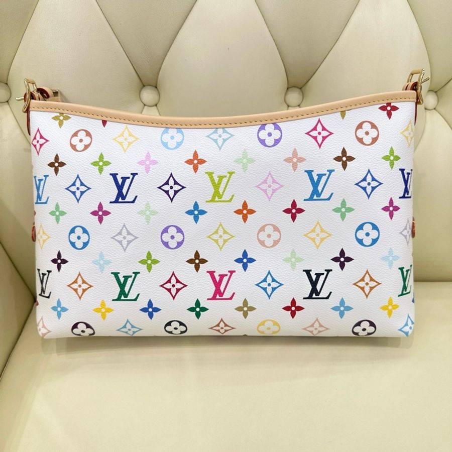 路易威登LV村上隆白三彩Carryall橫版 單肩包斜挎包腋下包-1