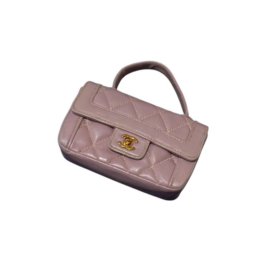 Chanel香奈兒菱格紋雙C 扣迷你凱莉手提包-5