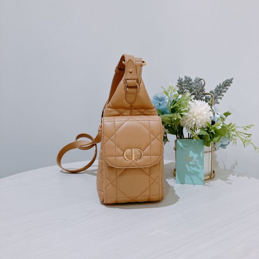 TK2118 Christian Dior 迪奧中號經典格仔兩用包包 D-Dream Bag Medium Lambskin Brown x GHW-5