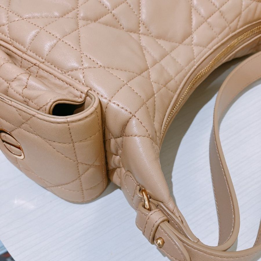 TK2118 Christian Dior 迪奧中號經典格仔兩用包包 D-Dream Bag Medium Lambskin Brown x GHW-13