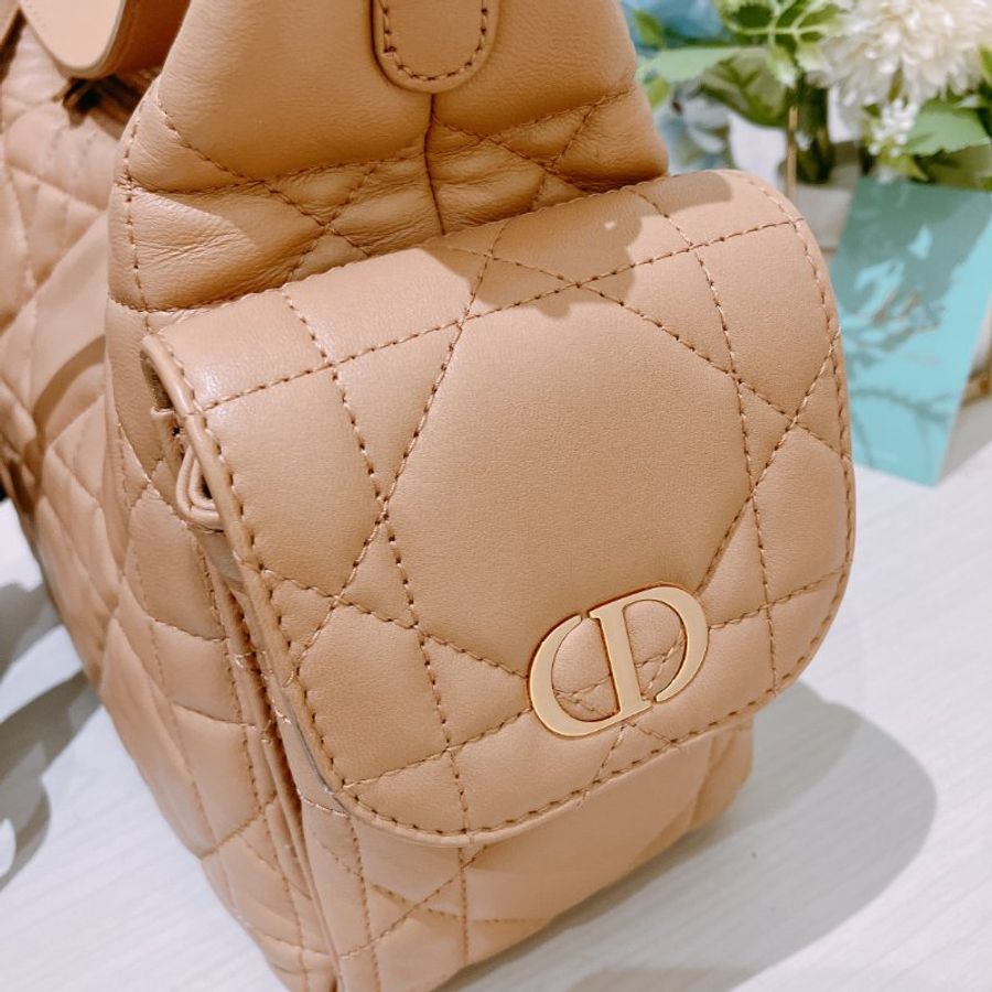 TK2118 Christian Dior 迪奧中號經典格仔兩用包包 D-Dream Bag Medium Lambskin Brown x GHW-16