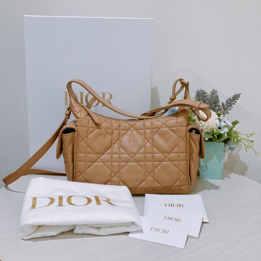 TK2118 Christian Dior 迪奧中號經典格仔兩用包包 D-Dream Bag Medium Lambskin Brown x GHW-20