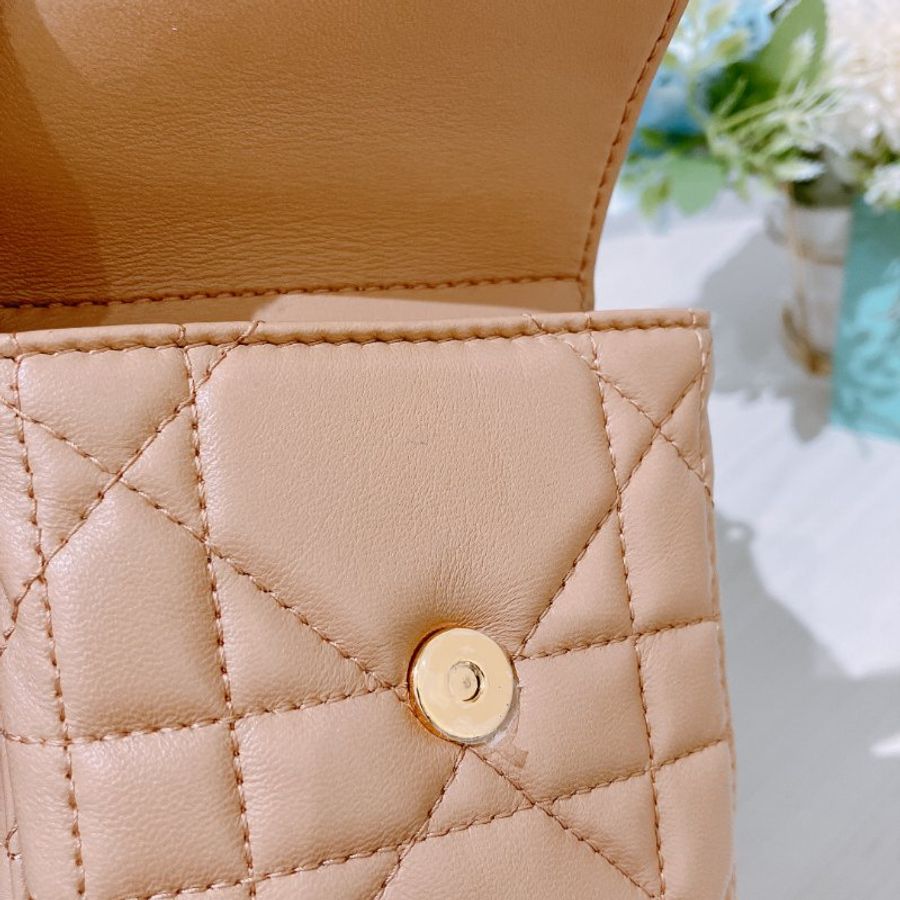 TK2118 Christian Dior 迪奧中號經典格仔兩用包包 D-Dream Bag Medium Lambskin Brown x GHW-25
