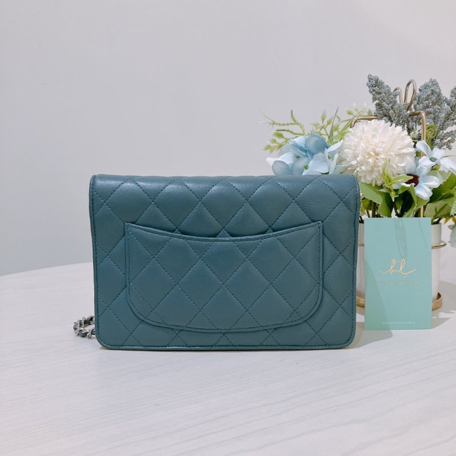 TK2121 Chanel 香奈兒經典長銀包連鍊帶包包 Classic Wallet On Chain Lambskin Blue x PHW-2