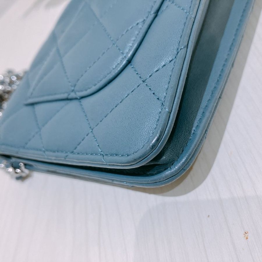 TK2121 Chanel 香奈兒經典長銀包連鍊帶包包 Classic Wallet On Chain Lambskin Blue x PHW-9