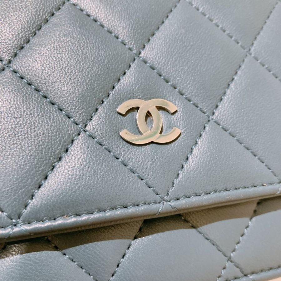 TK2121 Chanel 香奈兒經典長銀包連鍊帶包包 Classic Wallet On Chain Lambskin Blue x PHW-12