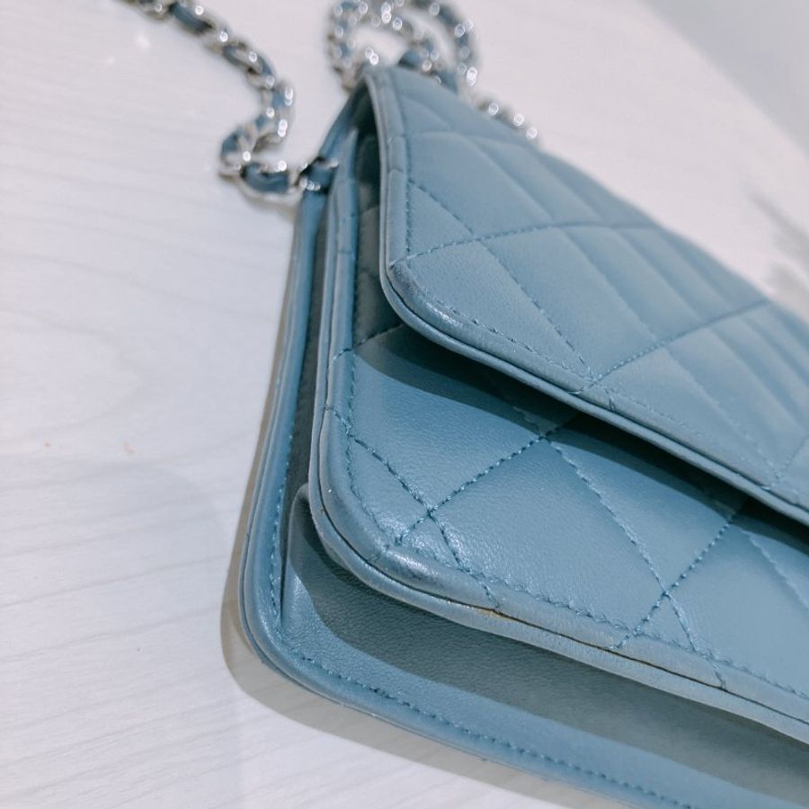 TK2121 Chanel 香奈兒經典長銀包連鍊帶包包 Classic Wallet On Chain Lambskin Blue x PHW-19