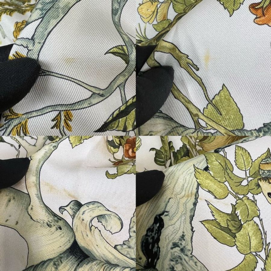 HERMES 綠色鳥巢森林絲巾90*90-5