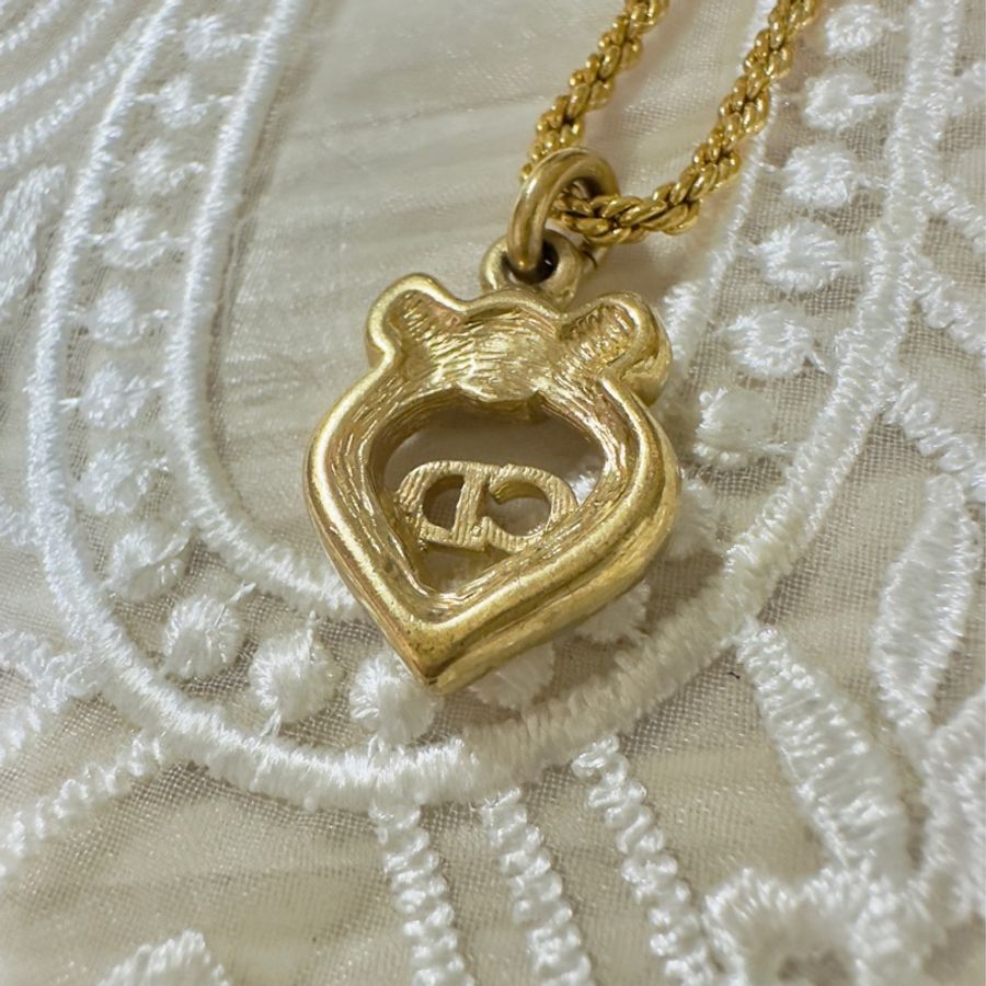 Christian Dior 蝴蝶結愛心CD項鍊✨極美-5