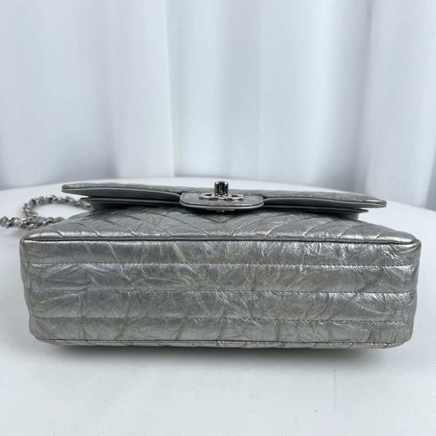 Chanel • 稀有金屬銀爆裂紋牛皮Cf 25 中號 🈶保卡-7